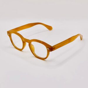 Handmade Glasses with Round Lenses (Mustard Colour Frame)