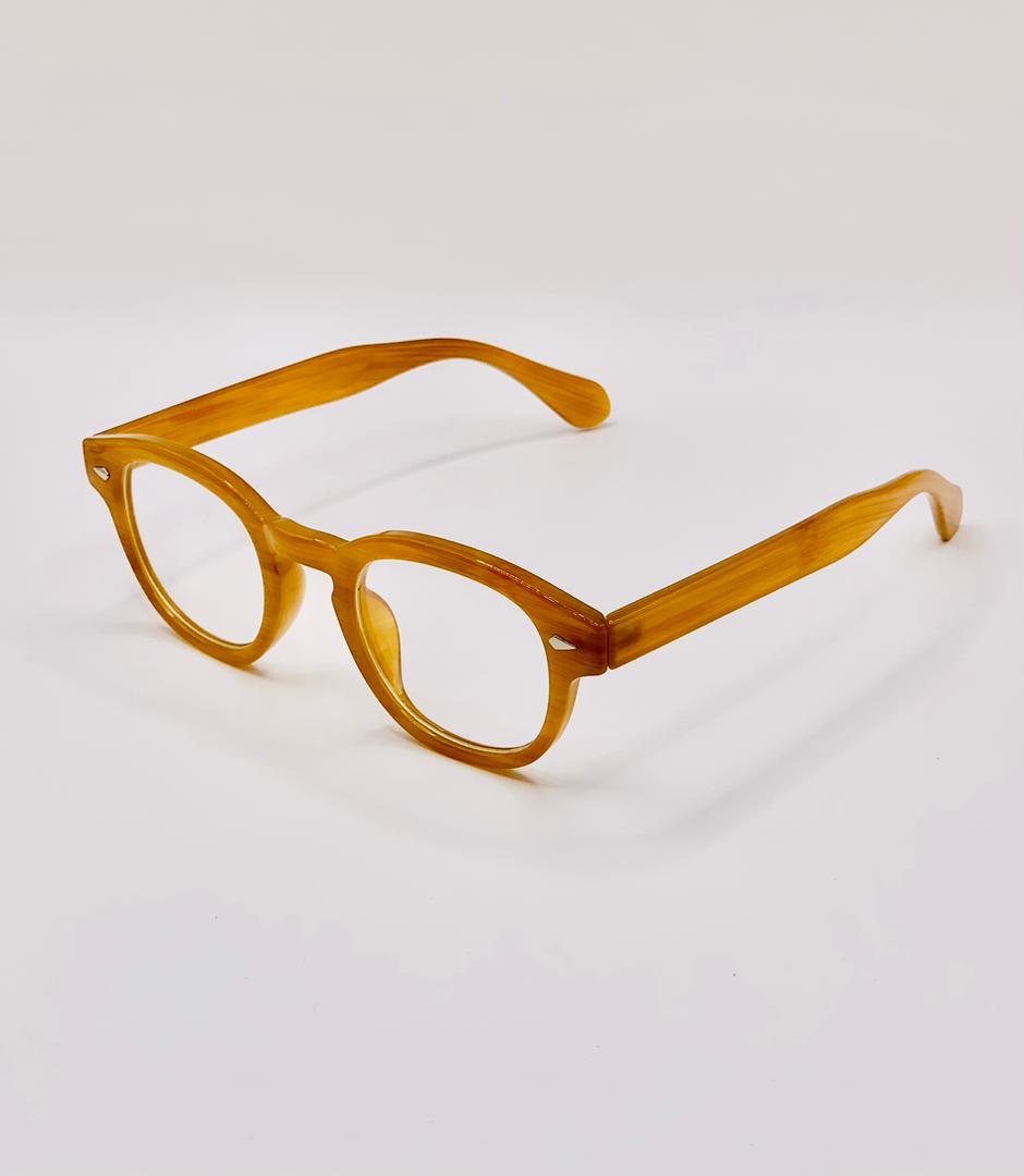 Handmade Glasses with Round Lenses (Mustard Colour Frame)