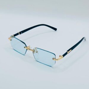 Rimless Glasses (Light Blue Lenses)
