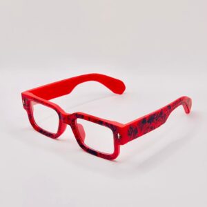 Vintage Square Glasses (Red Frame)