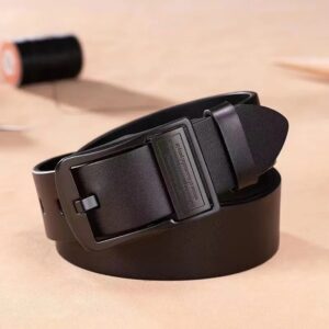 Black Premium Handmade Leather Belt with Alloy Buckle